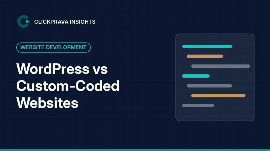 Illustration of website code blocks for a WordPress vs custom website comparison